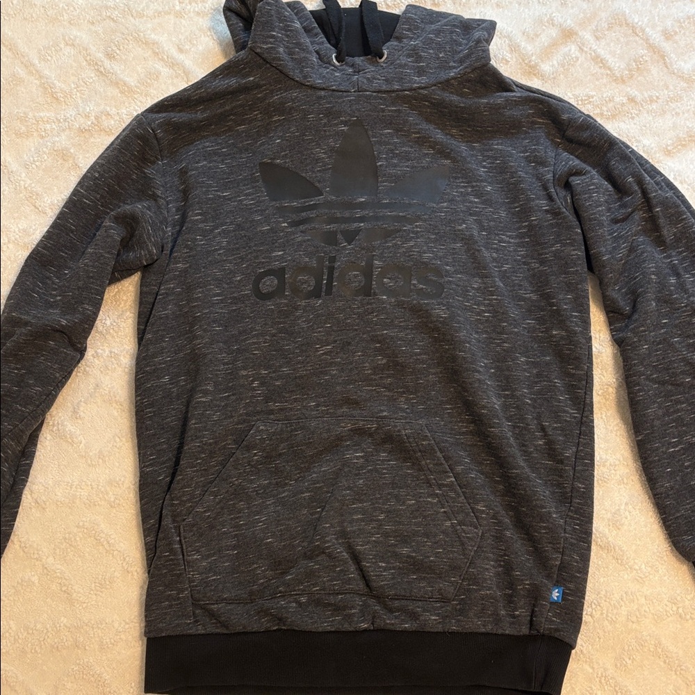 Adidas Charcoal Hoodie with Black Emblem